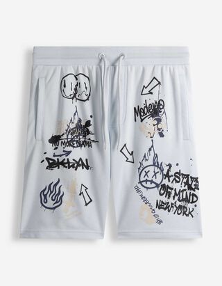 Shorts - Allover-Print - Hellblau