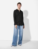 Bluse - Brusttasche - schwarz