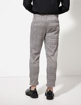 Chinohose - Glencheck - hellgrau