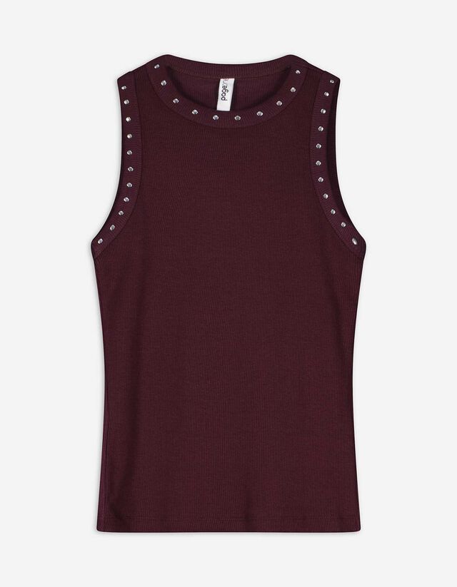 Top - Met studs - donkerlila
