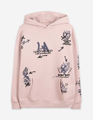 Sweatshirt - Allover-Print - rosa