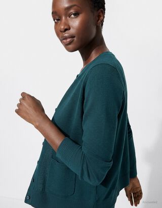 Strickjacke - Knopfleiste - Petrol