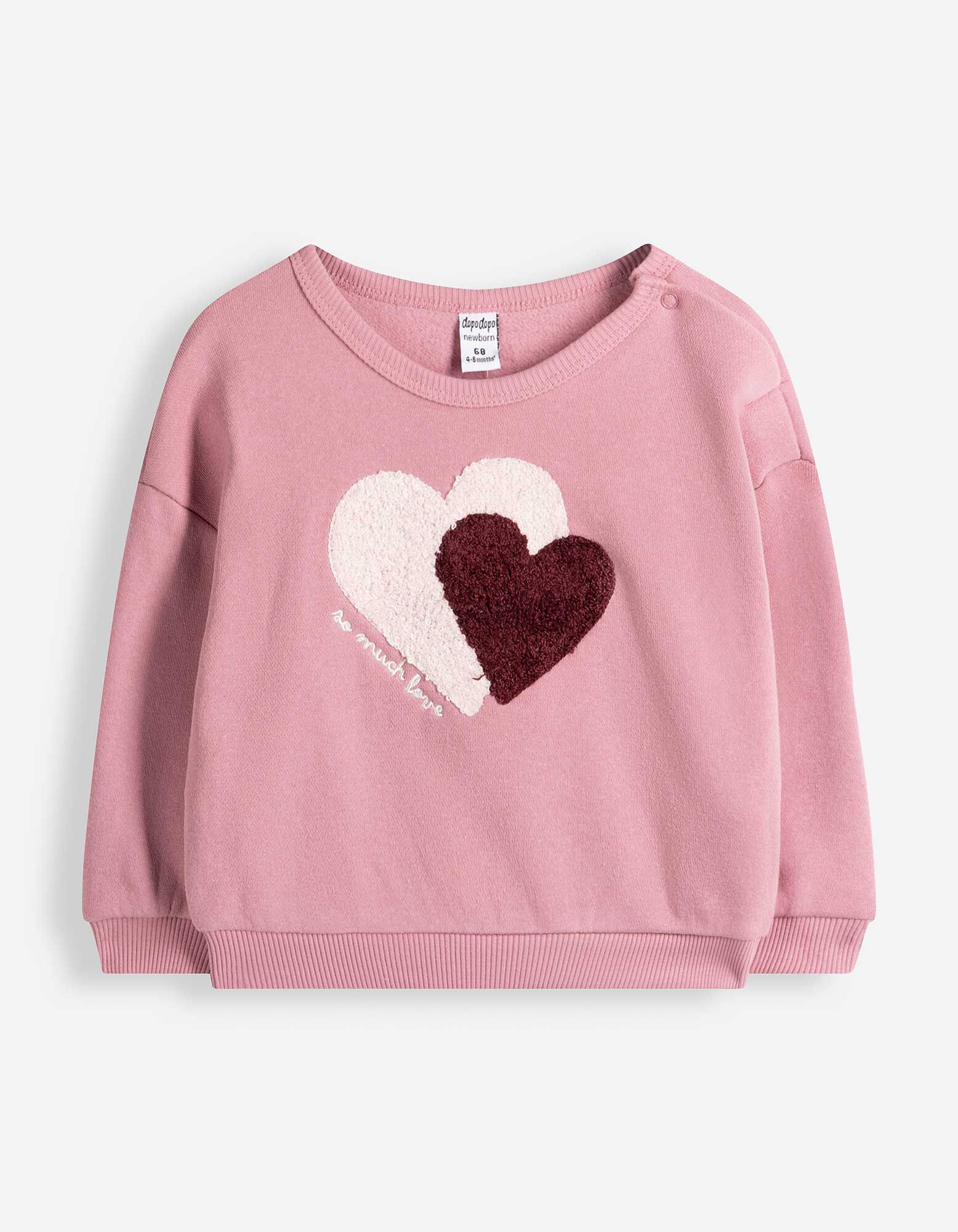 Sweatshirt - Frottee Application - Rosa