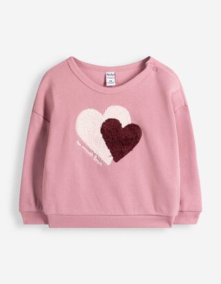 Sweatshirt - Frottee Application - Rosa