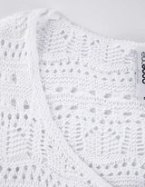 Pulover de tricot - Tricot perforat - Alb