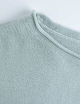 Koszulka z długim rękawem - zwijane krawędzie - turkusowy