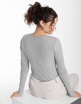 Tričko s dlh&yacute;mi ruk&aacute;vmi - Rebrovan&aacute; &scaron;trukt&uacute;ra - seda