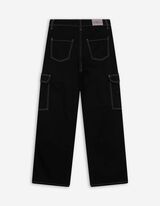 Cargohose - Kontrastnähte - schwarz