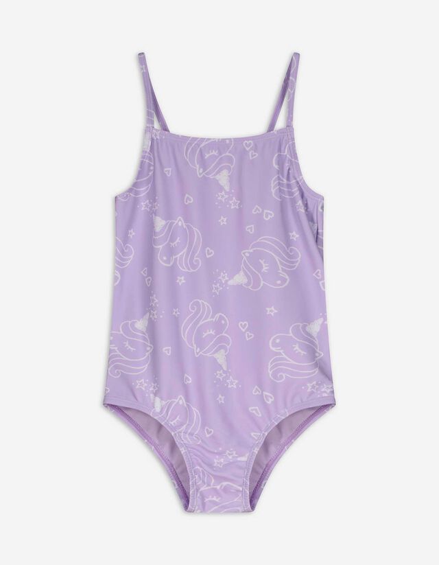 Badeanzug - Allover-Print - lila