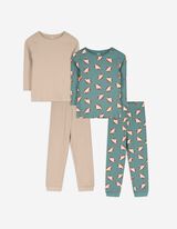 Pyjama Set aus Langarmshirt und Hose  - 2er-Pack - bronzefarben