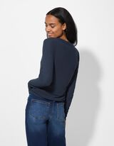 Langarmshirt - Rippenstruktur - dunkelblau