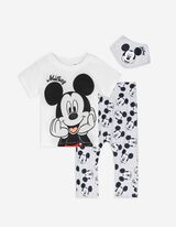 Set bestaande uit T-shirt, broek en slabbetje - Mickey Mouse - wit