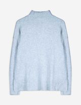 Strickpullover - Mockneck - hellblau