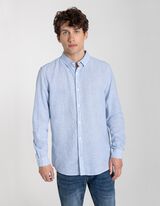 Camicia - Misto lino - blu