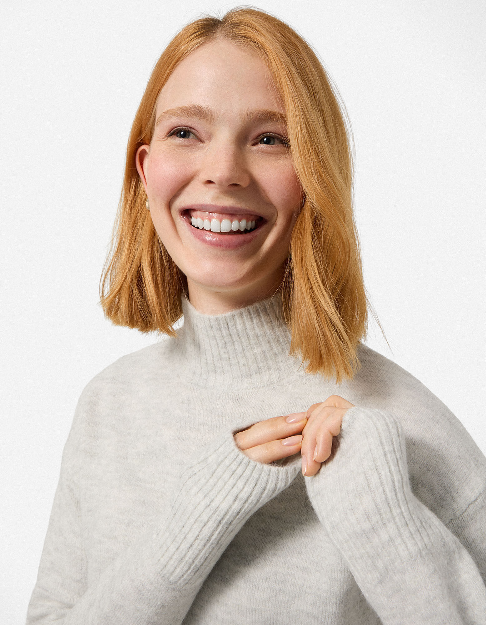Strickpullover - Mockneck - Off-White