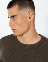 Strickpullover - Waffelstruktur - dunkelgr&uuml;n