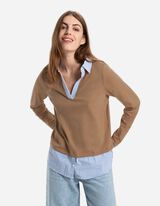 Košeľová blúzka - Dvojvrstvový vzhľad - bezova