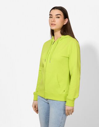 Sweatjacke - Kapuze mit Tunnelzug - gr&uuml;n