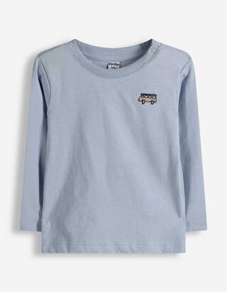 Langarmshirt - Stickereien - hellblau
