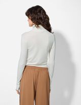 Sweter z dzianiny - golf - bialy