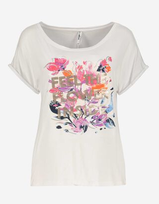 T-shirt - Viscose m&eacute;lang&eacute;e - blanc