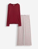 Pyjama Set aus Langarmshirt und Hose  - gemustert - Bunt