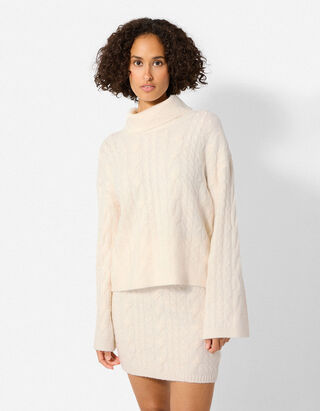 Trui - kabelpatroon - Off-White