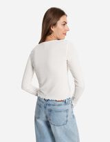 Izrezana majica dugih rukava - rebrasti materijal - bela