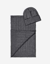 Set cappello e sciarpa - maglia a cavo - grigio scuro