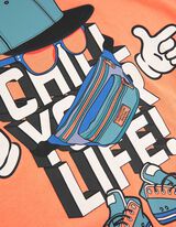 T-shirt - nadruk - pomaranczowy