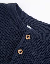 Pul&oacute;ver - Gomb&iacute;kov&aacute; li&scaron;ta - tmavomodra