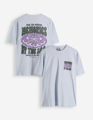 T-shirt - Afdrukken achteraan - lichtblauw