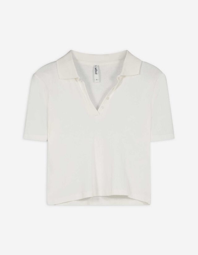 Poloshirt - Hemdkragen - weiß