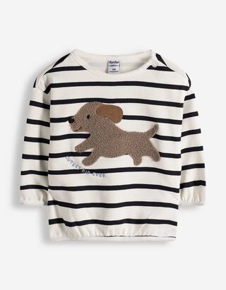 Sweatshirt - Badstof applicatie - wit