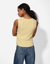 Dzianinowy top - listwa z guzikami - jasny zolty