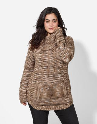 Longpullover - Rollkragen - beige