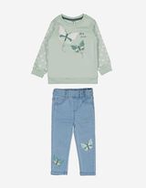 Set de bluză de trening și jeggings - Imprimeu sclipici - Verde deschis