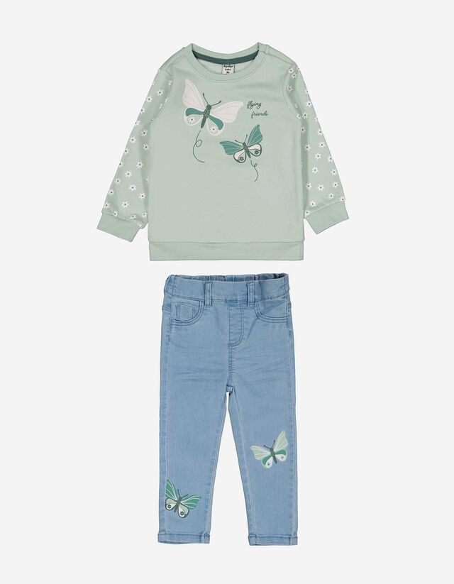 Set de bluză de trening și jeggings - Imprimeu sclipici - Verde deschis