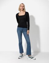 Langarmshirt - Slim Fit - schwarz