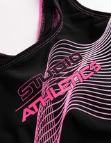 Badeanzug - Neon-Print - schwarz