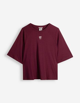 T-Shirt - Stickerei - Dunkelrot