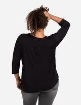 Hosszú ujjú felső - Henley kivágás - fekete