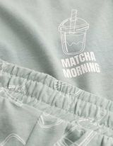 Pyjama Set aus Shirt und Shorts - Allover-Print - t&uuml;rkis