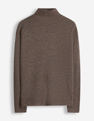 Strickpullover - Mockneck - Dunkelbraun