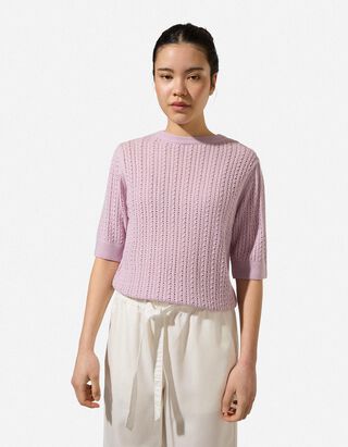 Pullover - Lochstrick - Pink