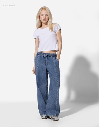 Dž&iacute;ny - Voln&yacute; střih Relaxed Fit - tmave modra