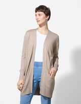 Cardigan lung - Buzunare patch - Bej