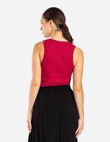 Majica na bretele - rebrasti materijal - tamno-crvena