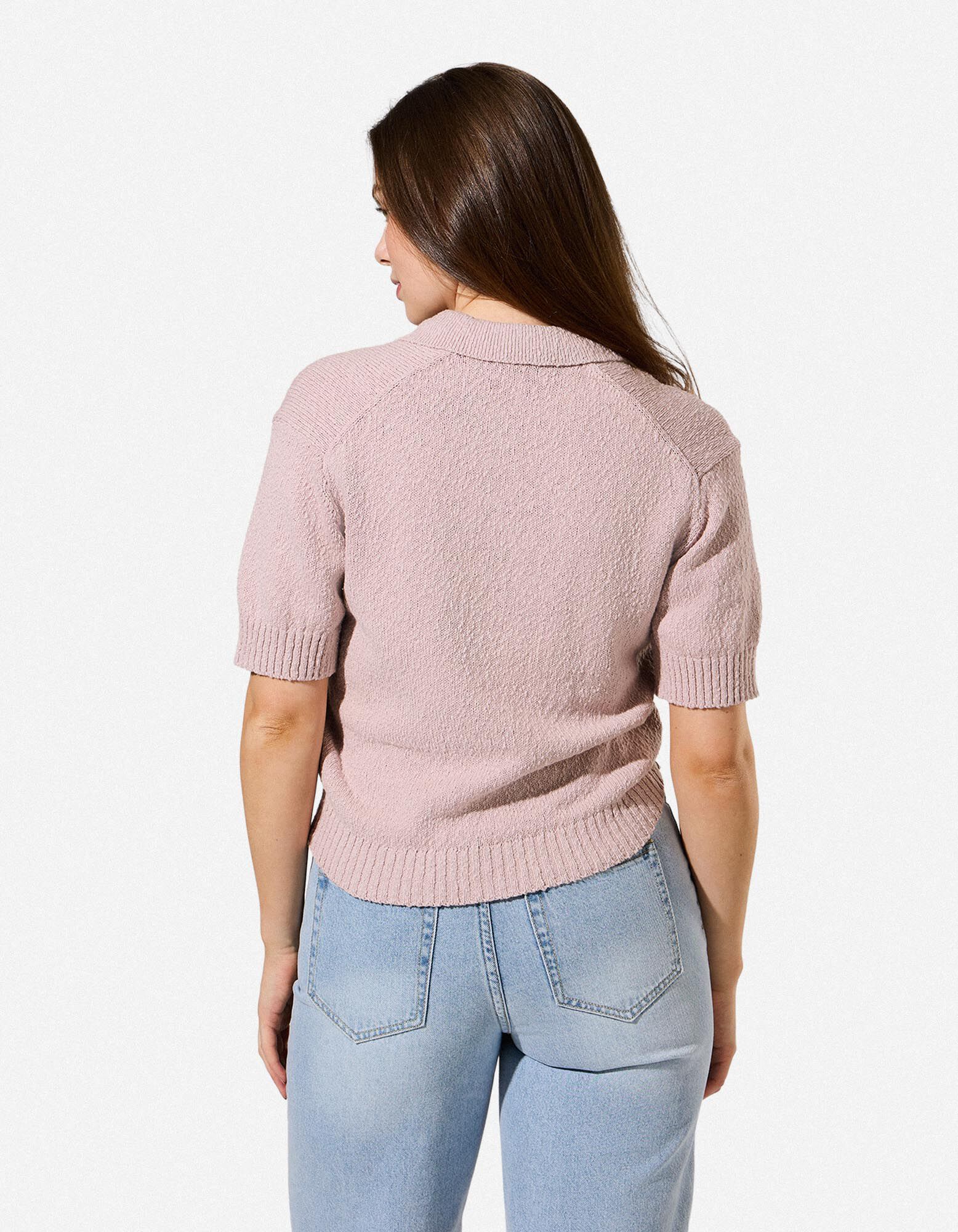 Strickpullover - Polokragen - Rosa