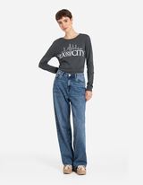 T-shirt à manches longues - Imprimé scintillant - Gris foncé